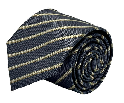 grey tie with honeycomb pattern & bronze stripe by Frederick Thomas Handmade Mens Ties