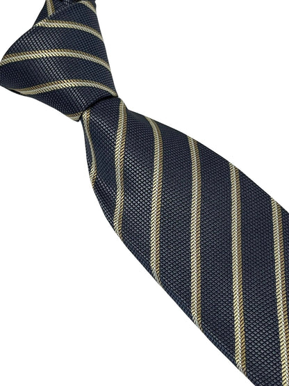 grey tie with honeycomb pattern & bronze stripe by Frederick Thomas Handmade Mens Ties