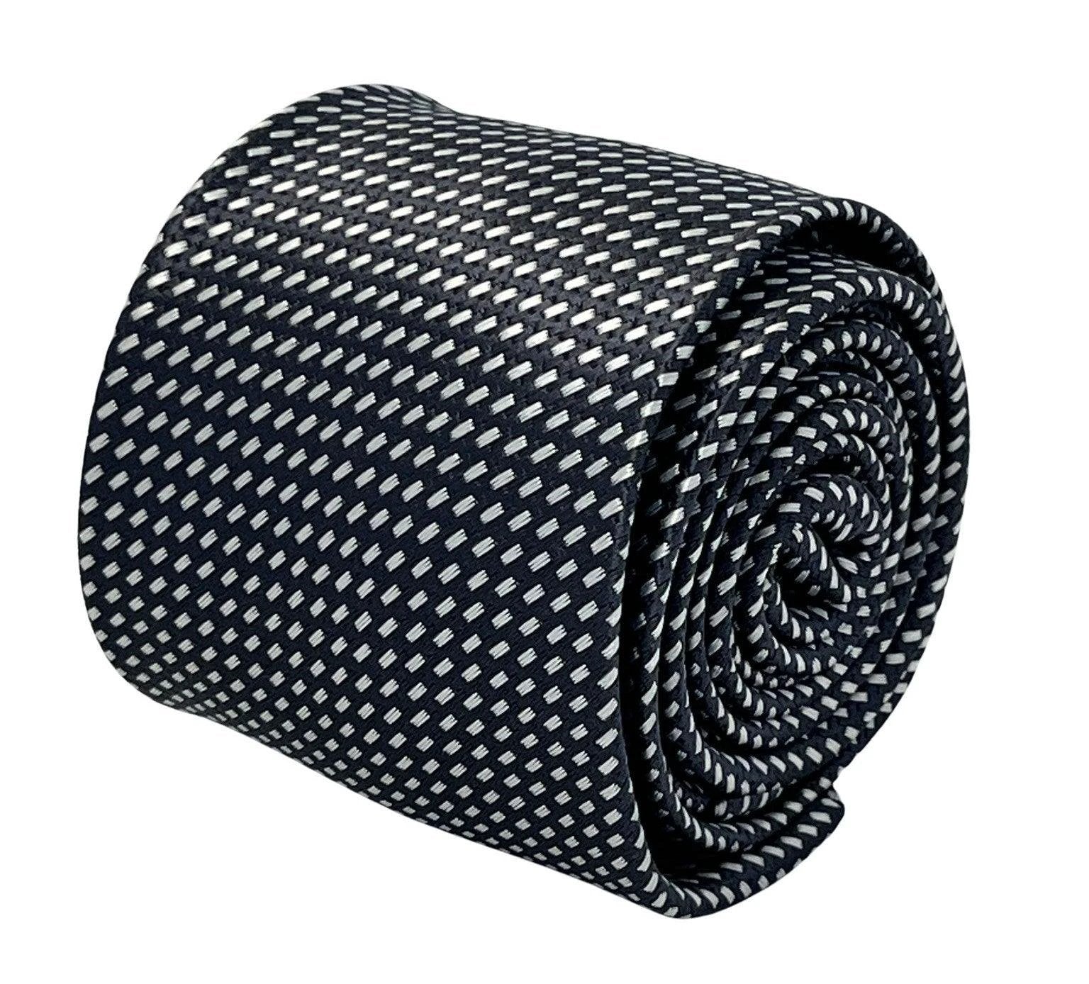 dark grey and white geometric stitch design by Frederick Thomas Handmade Mens Ties