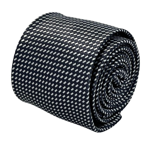 dark grey and white geometric stitch design by Frederick Thomas Handmade Mens Ties