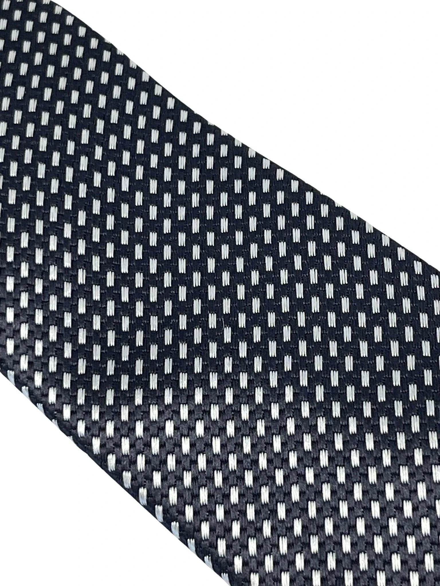 dark grey and white geometric stitch design by Frederick Thomas Handmade Mens Ties