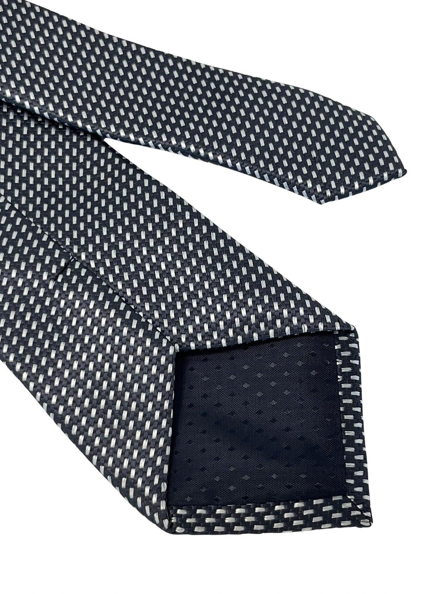 dark grey and white geometric stitch design by Frederick Thomas Handmade Mens Ties