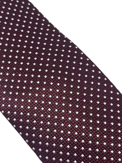 maroon burgundy red with white pin spot tie by Frederick Thomas Handmade Mens Ties