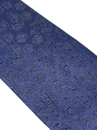 dark navy blue tie with subtle paisley design by Frederick Thomas Handmade Mens Ties