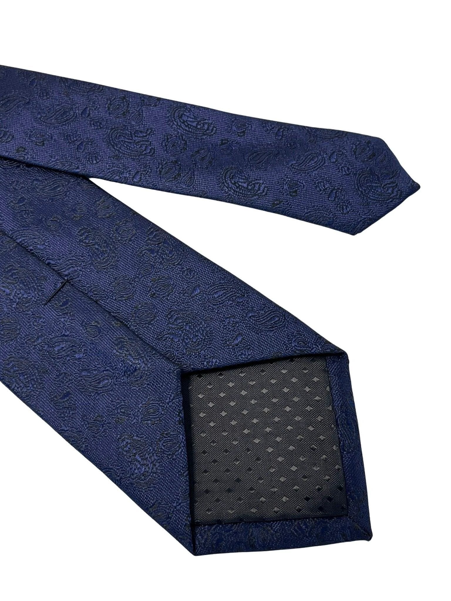 dark navy blue tie with subtle paisley design by Frederick Thomas Handmade Mens Ties