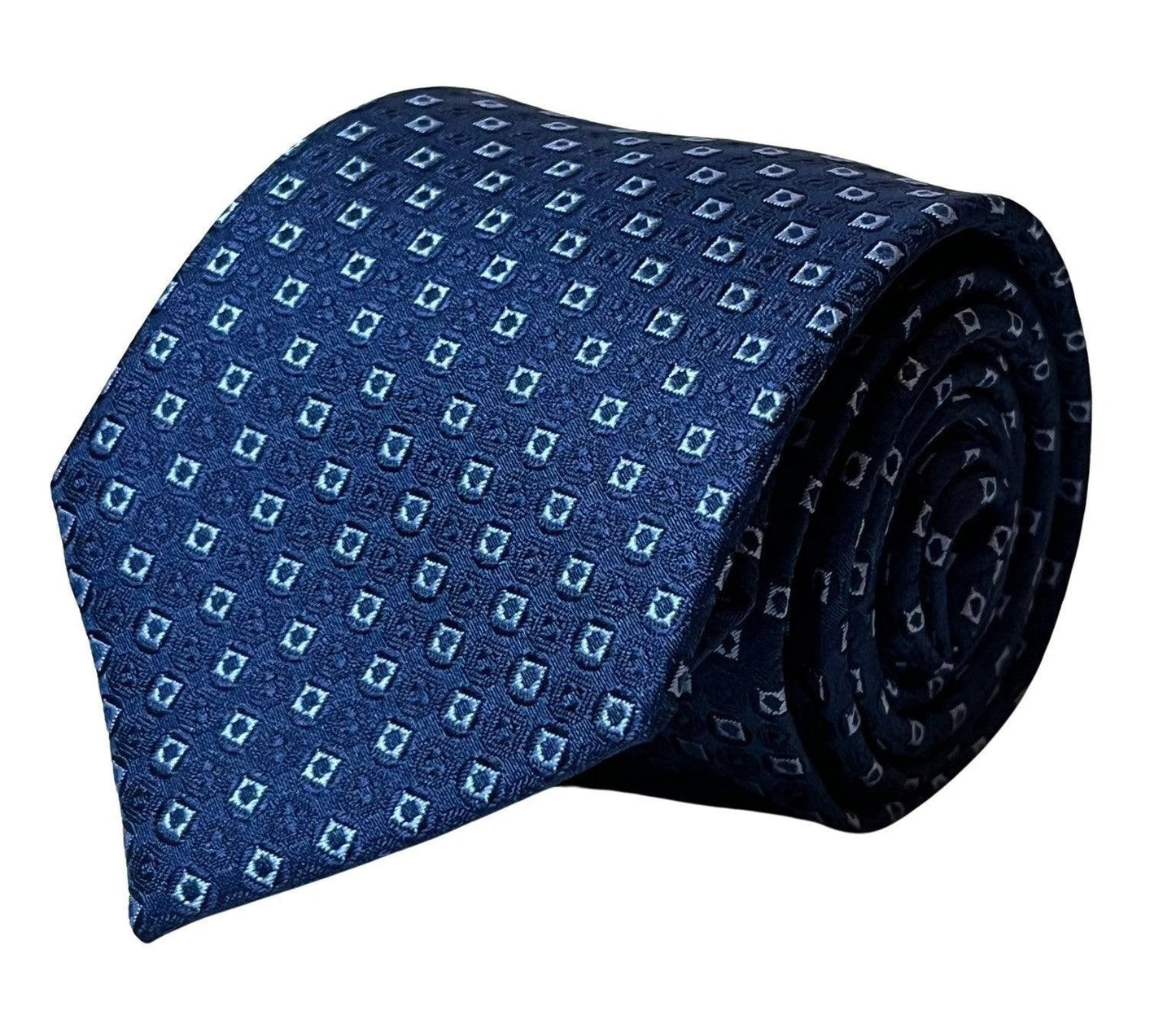 Dark Blue Navy Tie With Square Spotted Design - Handmade Craftsmanship For Subtle, Enduring Professional Style by Frederick Thomas Handmade Mens Ties