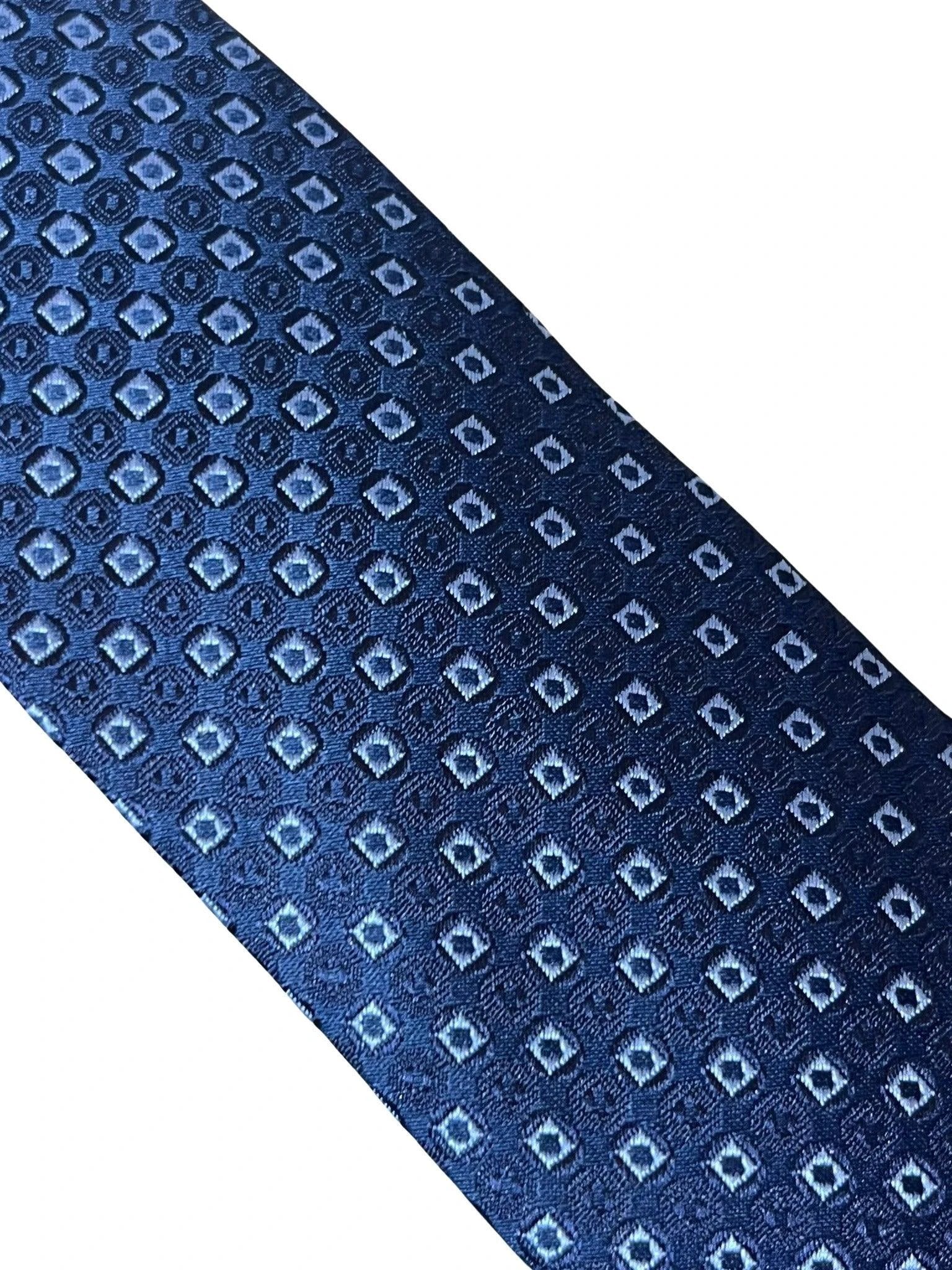 Dark Blue Navy Tie With Square Spotted Design - Handmade Craftsmanship For Subtle, Enduring Professional Style by Frederick Thomas Handmade Mens Ties
