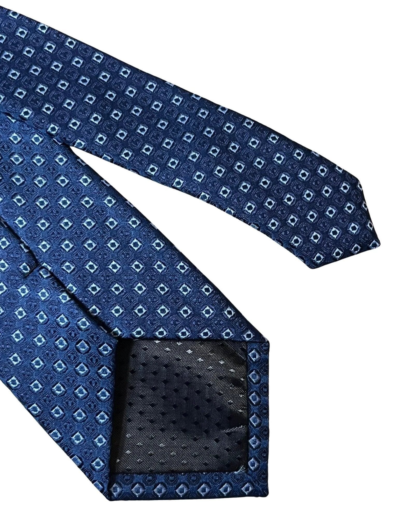 Dark Blue Navy Tie With Square Spotted Design - Handmade Craftsmanship For Subtle, Enduring Professional Style by Frederick Thomas Handmade Mens Ties
