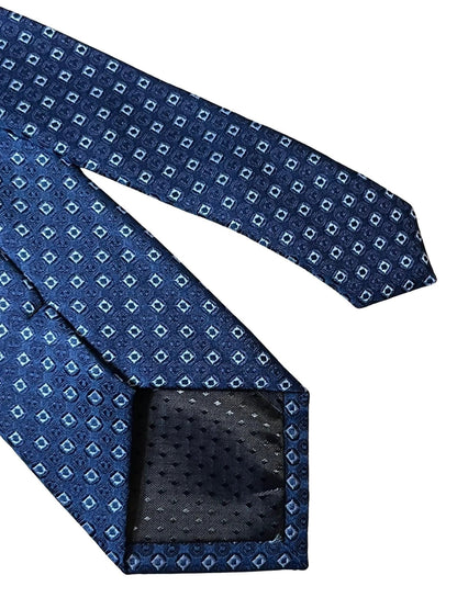 Dark Blue Navy Tie With Square Spotted Design - Handmade Craftsmanship For Subtle, Enduring Professional Style by Frederick Thomas Handmade Mens Ties
