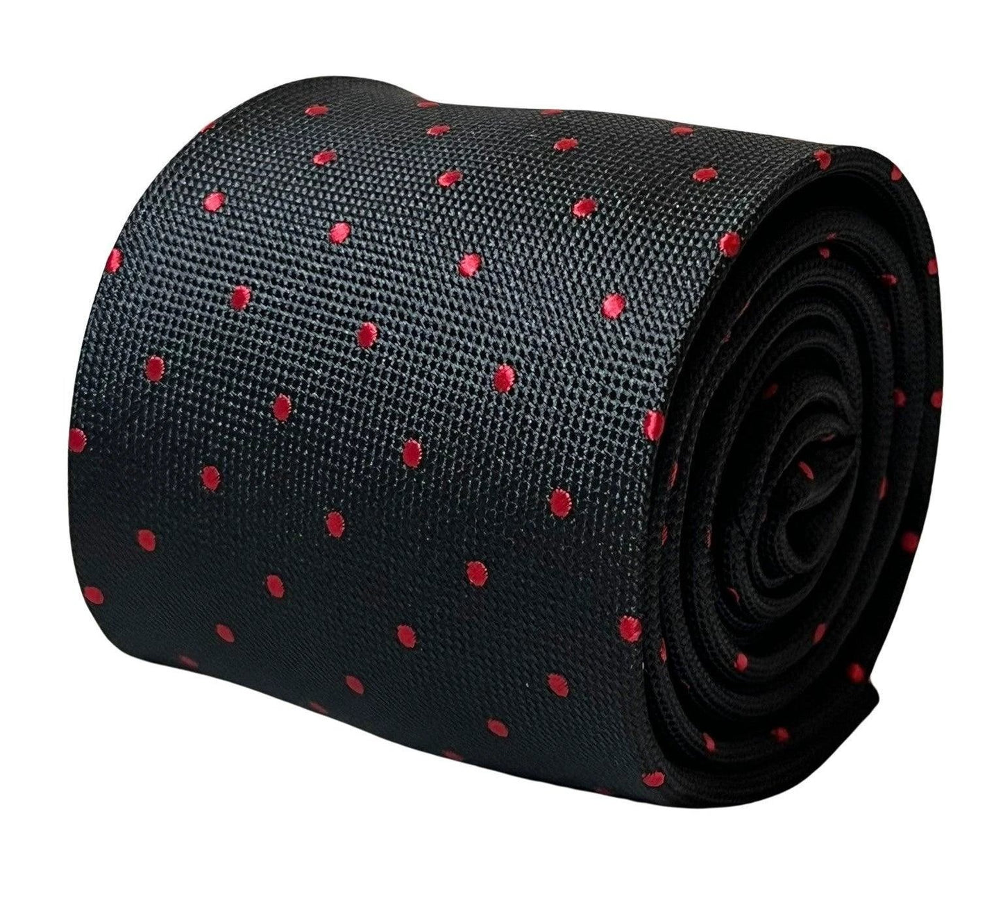 Frederick Thomas Handmade Black Tie - Red Pin Spot Design For The Luxury Professional by Frederick Thomas Handmade Mens Ties
