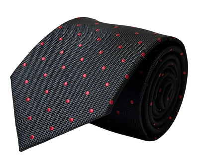 Frederick Thomas Handmade Black Tie - Red Pin Spot Design For The Luxury Professional by Frederick Thomas Handmade Mens Ties