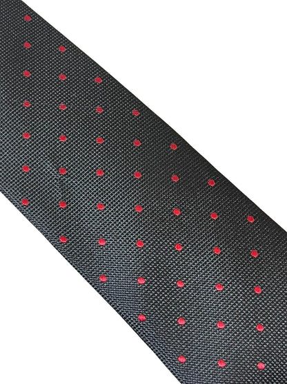 Frederick Thomas Handmade Black Tie - Red Pin Spot Design For The Luxury Professional by Frederick Thomas Handmade Mens Ties