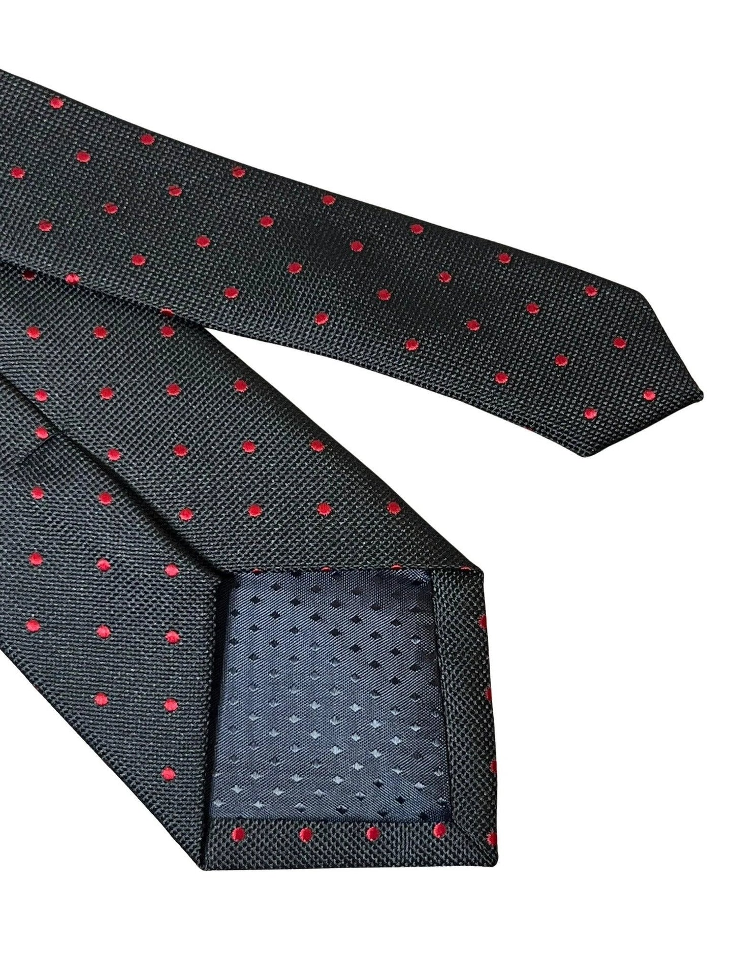 Frederick Thomas Handmade Black Tie - Red Pin Spot Design For The Luxury Professional by Frederick Thomas Handmade Mens Ties