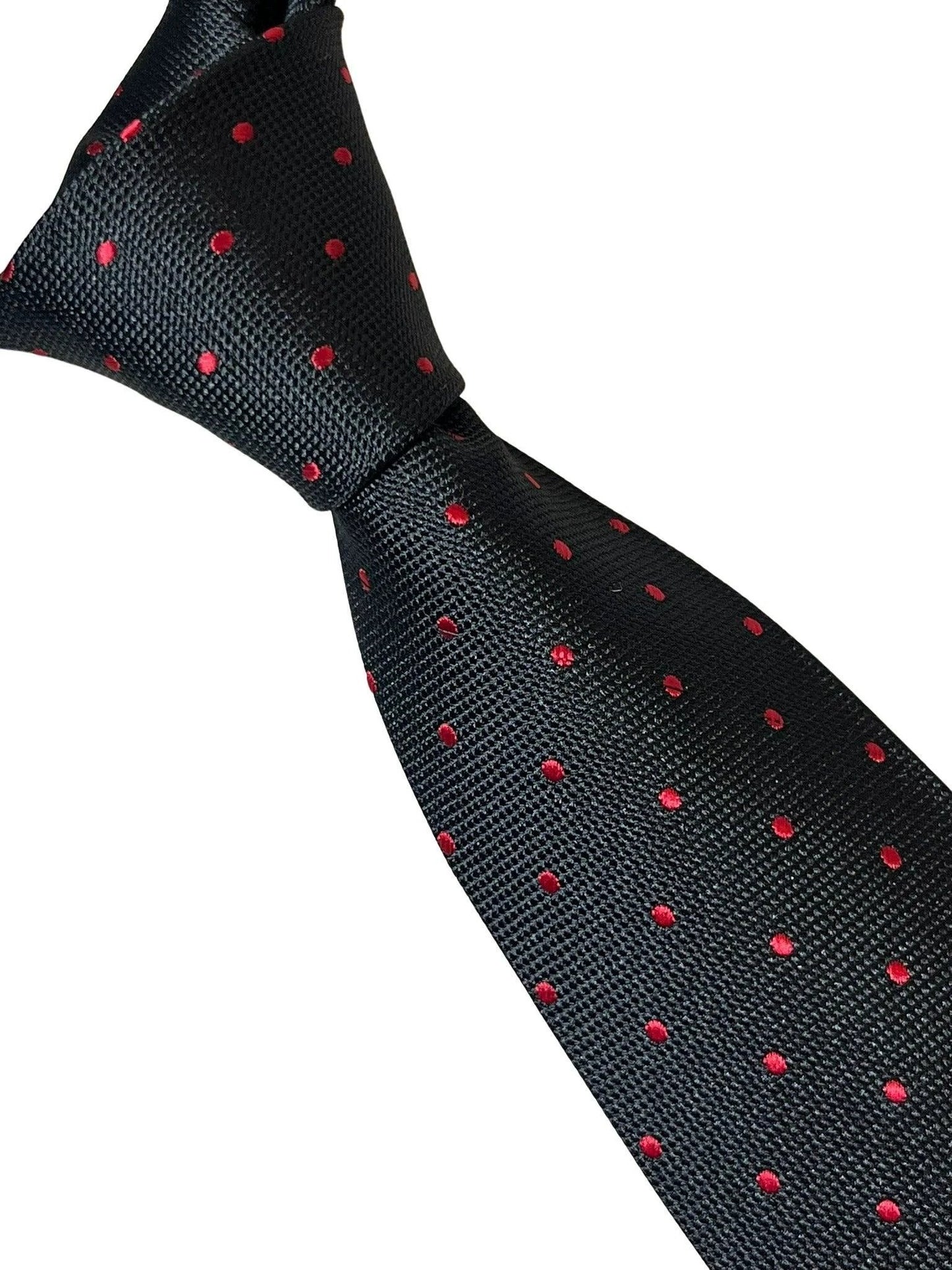 Frederick Thomas Handmade Black Tie - Red Pin Spot Design For The Luxury Professional by Frederick Thomas Handmade Mens Ties