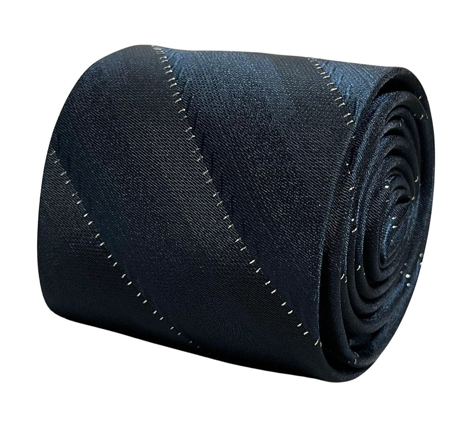 Black Tie With Fine Glitter Stripe - Handcrafted For The Luxury Professional Man by Frederick Thomas Handmade Mens Ties