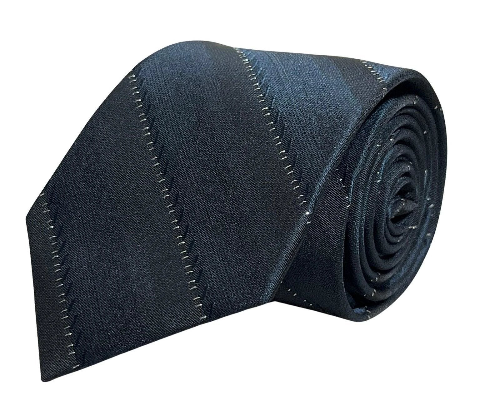 Black Tie With Fine Glitter Stripe - Handcrafted For The Luxury Professional Man by Frederick Thomas Handmade Mens Ties