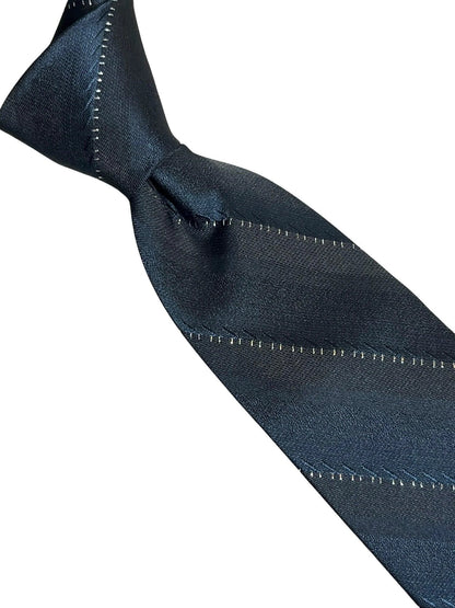 Black Tie With Fine Glitter Stripe - Handcrafted For The Luxury Professional Man by Frederick Thomas Handmade Mens Ties