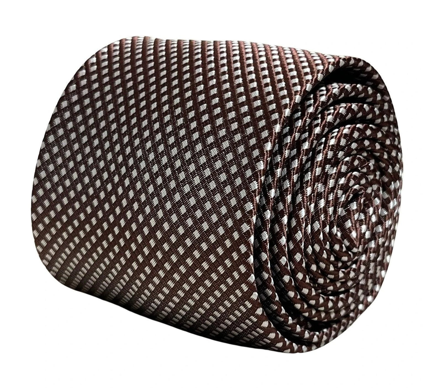 Chocolate Coffee Brown Tie With White Pin Spots - Handmade Luxury For The Modern Professional by Frederick Thomas Handmade Mens Ties