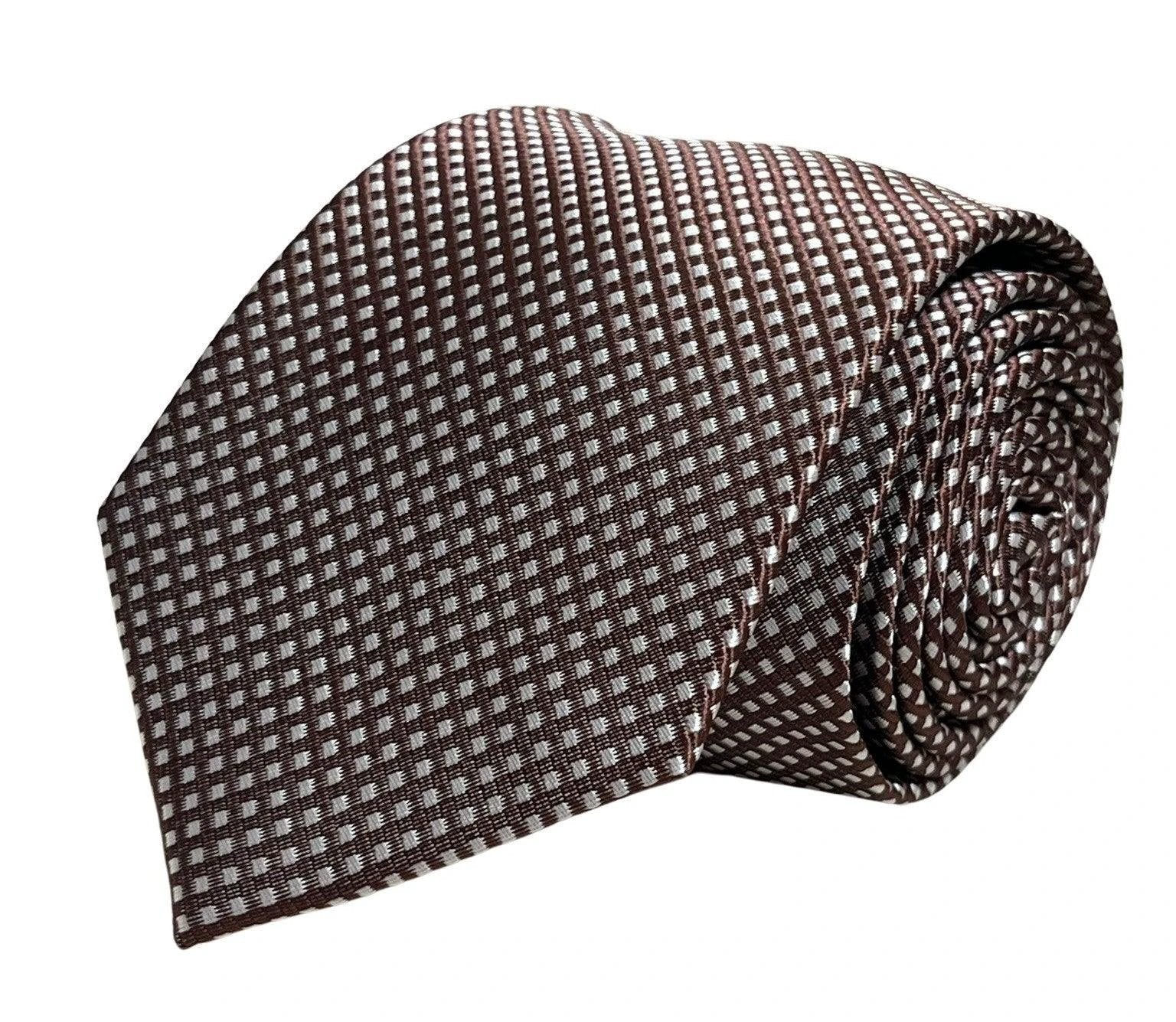 Chocolate Coffee Brown Tie With White Pin Spots - Handmade Luxury For The Modern Professional by Frederick Thomas Handmade Mens Ties