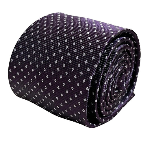 Dark Purple Tie With White Pin Spots - Handmade by Frederick Thomas Premium Silk For A Flawless Silhouette by Frederick Thomas Handmade Mens Ties