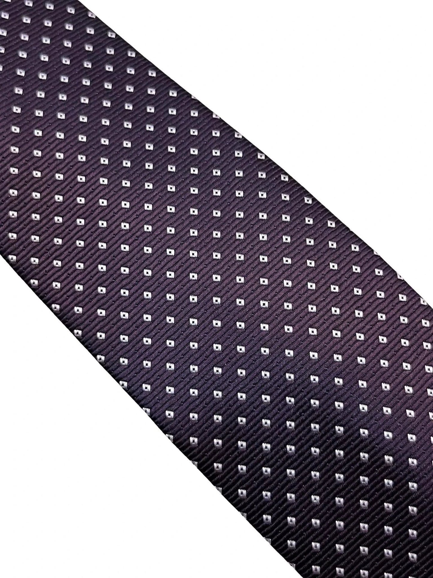 Dark Purple Tie With White Pin Spots - Handmade by Frederick Thomas Premium Silk For A Flawless Silhouette by Frederick Thomas Handmade Mens Ties