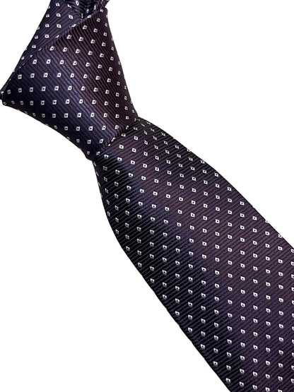 Dark Purple Tie With White Pin Spots - Handmade by Frederick Thomas Premium Silk For A Flawless Silhouette by Frederick Thomas Handmade Mens Ties