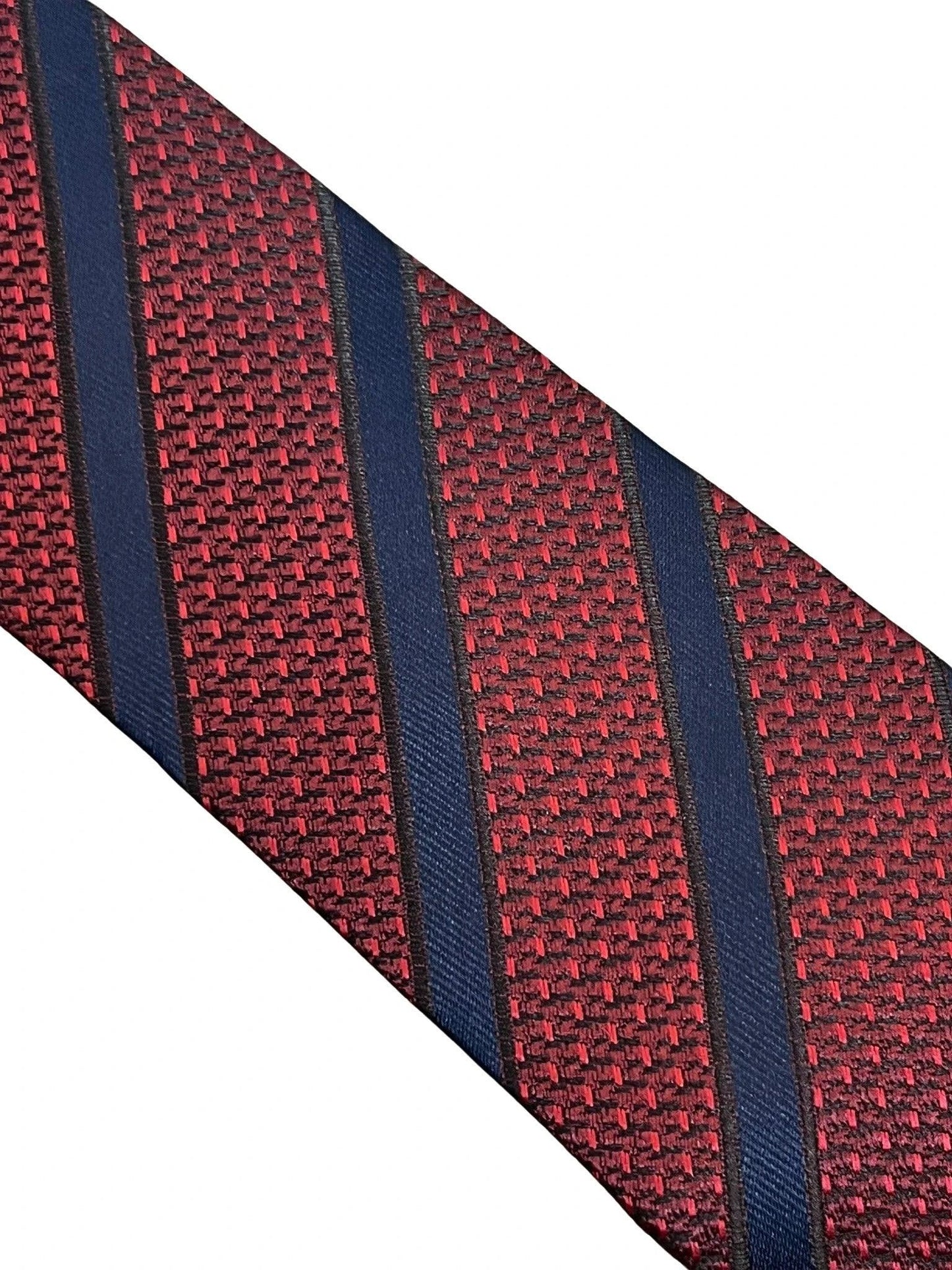 Maroon Snakeskin Style Tie With Black Stripes - Handmade by Skilled Artisans for Timeless Refined Style by Frederick Thomas Handmade Mens Ties