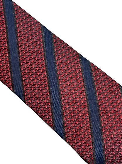 Maroon Snakeskin Style Tie With Black Stripes - Handmade by Skilled Artisans for Timeless Refined Style by Frederick Thomas Handmade Mens Ties