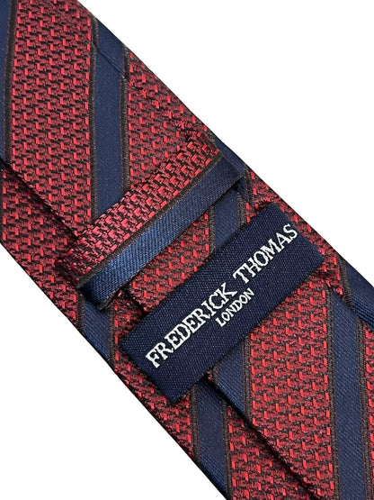 Maroon Snakeskin Style Tie With Black Stripes - Handmade by Skilled Artisans for Timeless Refined Style by Frederick Thomas Handmade Mens Ties