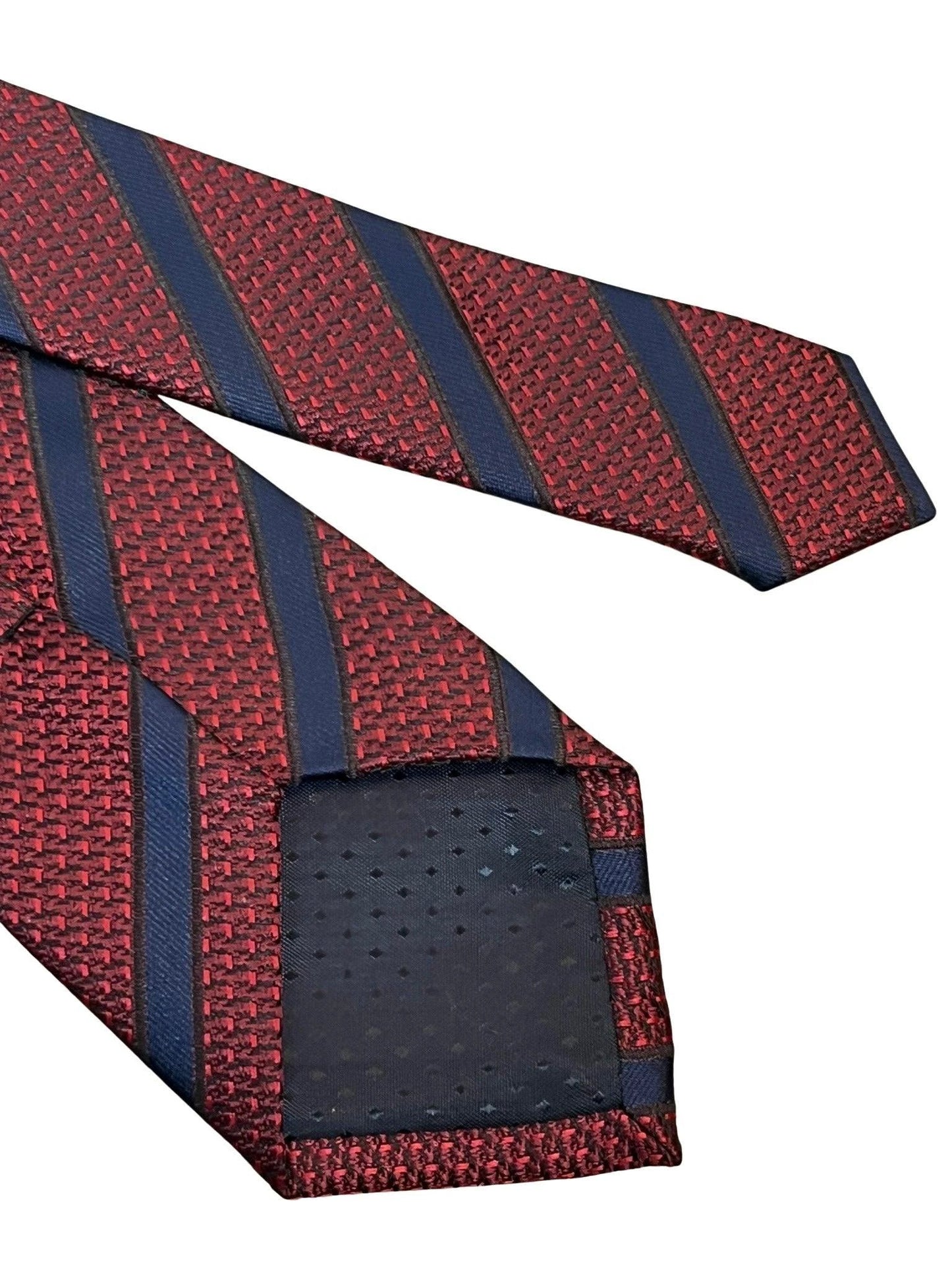 Maroon Snakeskin Style Tie With Black Stripes - Handmade by Skilled Artisans for Timeless Refined Style by Frederick Thomas Handmade Mens Ties