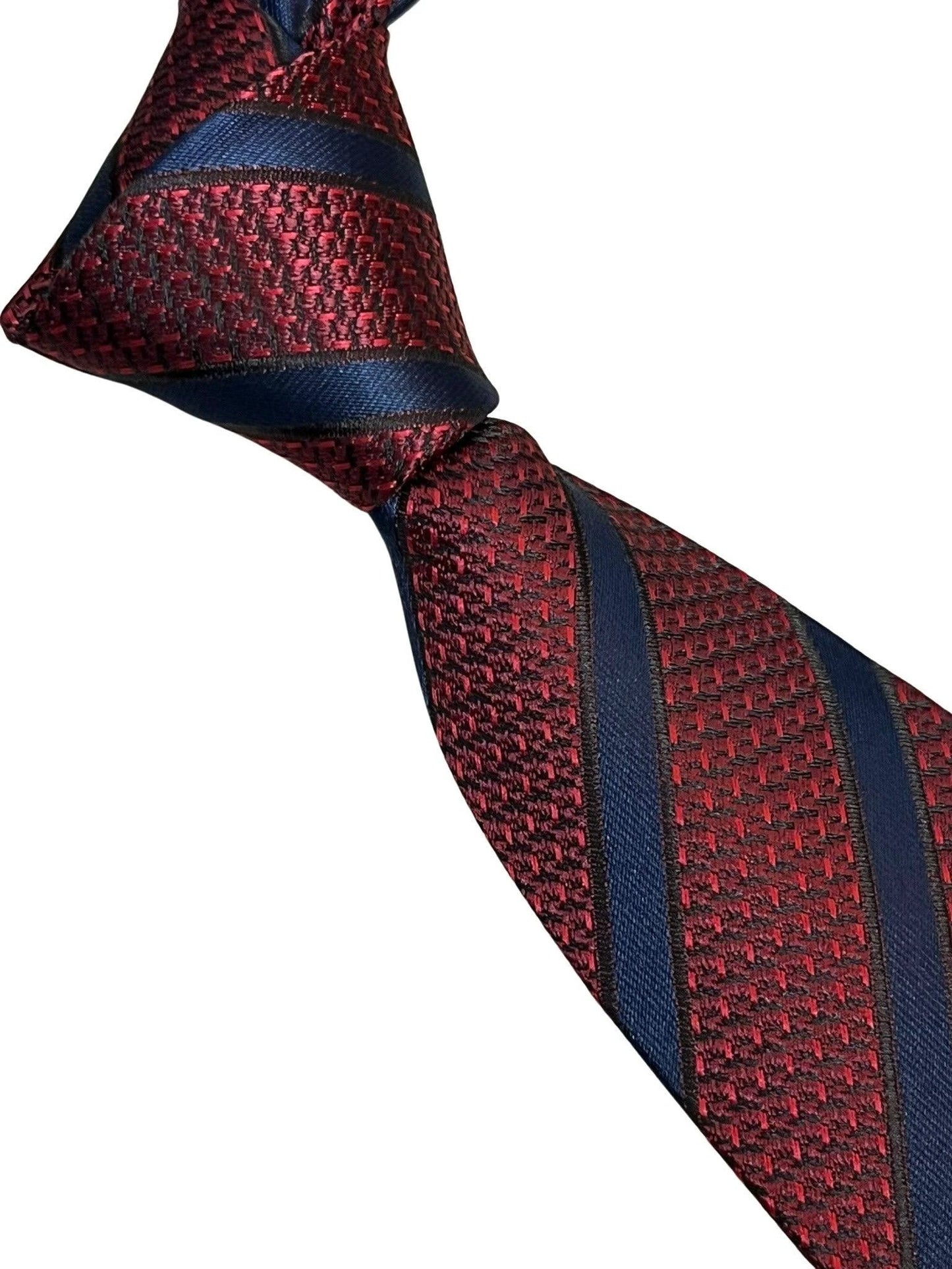 Maroon Snakeskin Style Tie With Black Stripes - Handmade by Skilled Artisans for Timeless Refined Style by Frederick Thomas Handmade Mens Ties