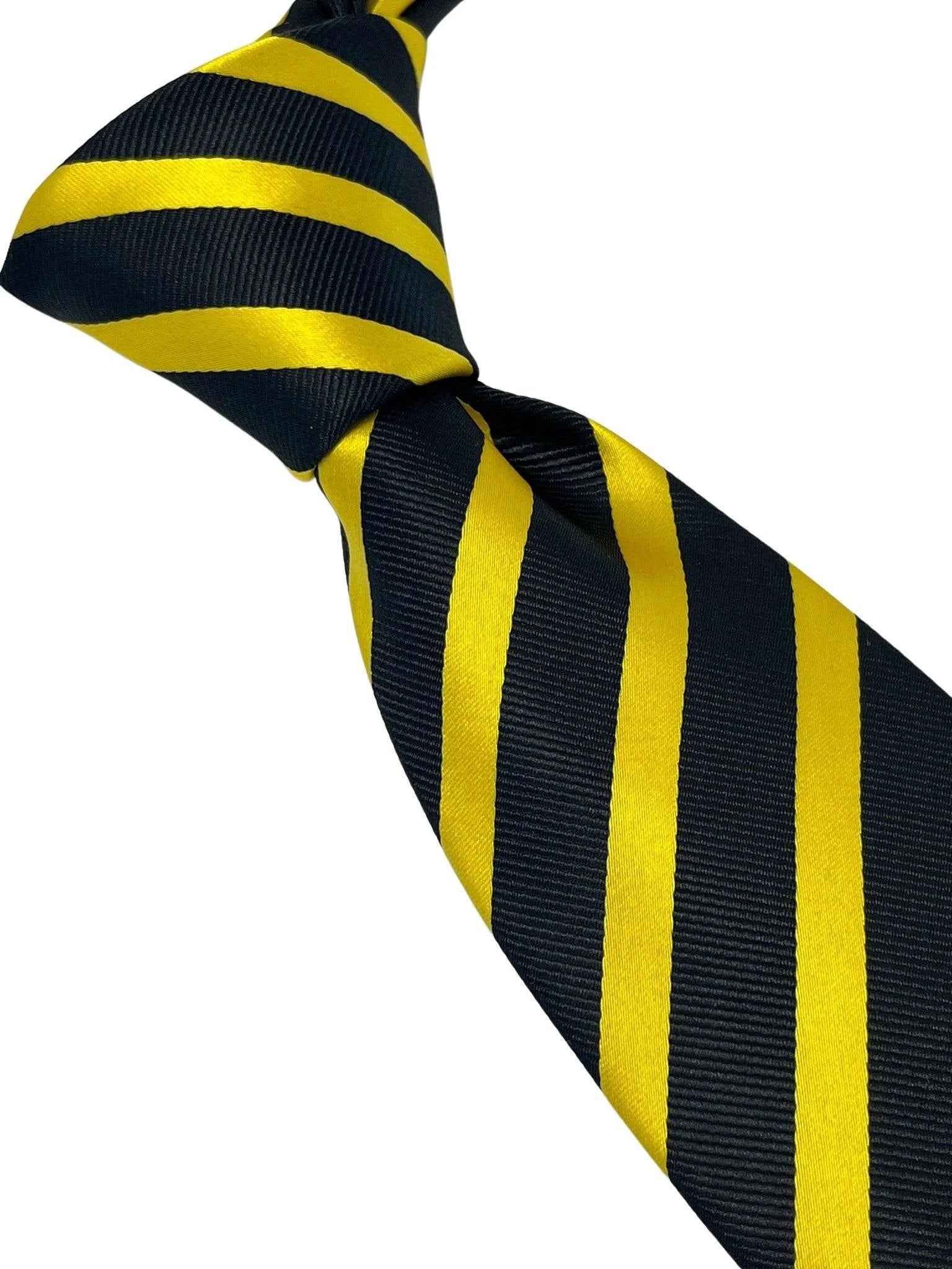 black and yellow gold club striped tie by Frederick Thomas Handmade Mens Ties