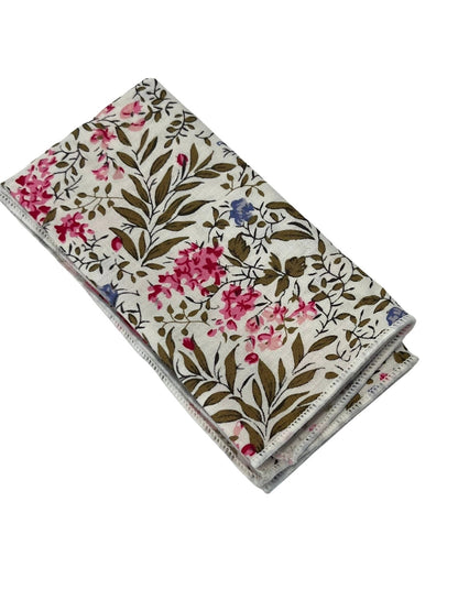Matching Ivory Pink Cotton Tie And Pocket Square With Wildflower Design - Subtle Botanical Elegance For Formalwear by Frederick Thomas Handmade Mens Ties