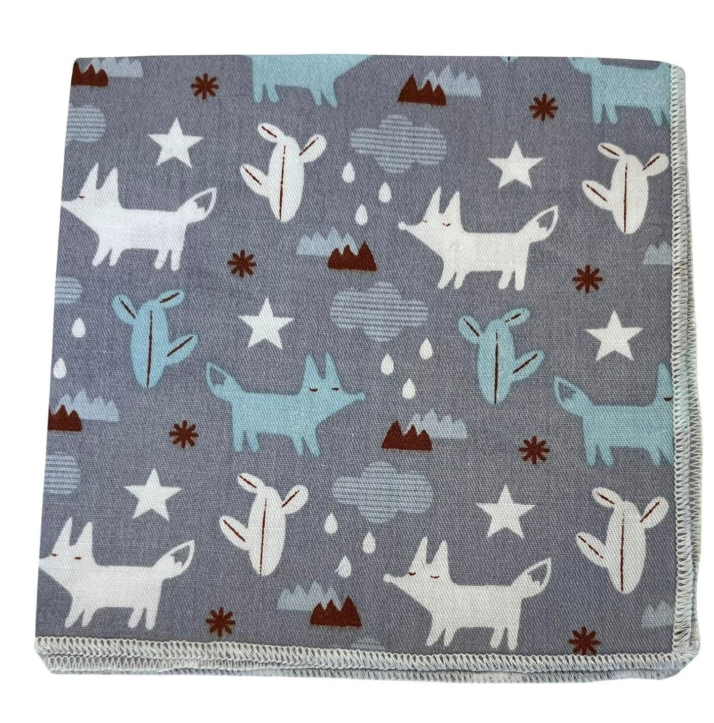 Light Pale Grey Cotton Pocket Square With Scion Style Fox Design - Refined 100 Per Cent Cotton Accessory For Suits by Frederick Thomas Handmade Mens Ties