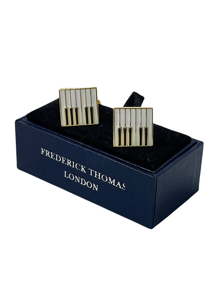 piano keys gold style cufflinks by Frederick Thomas Handmade Mens Ties