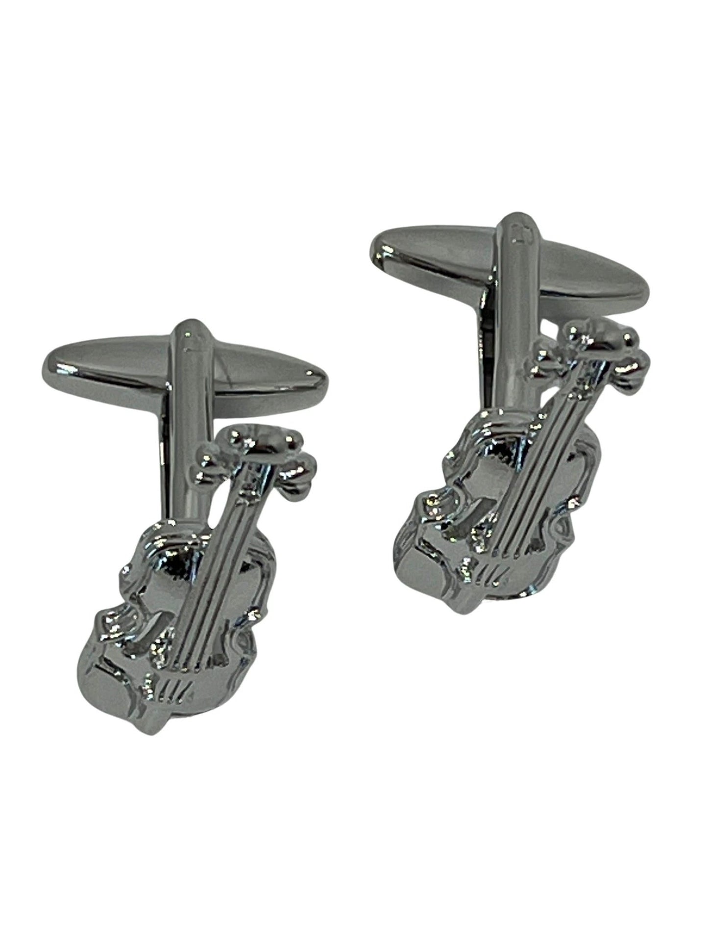 cello musical silver style cufflinks by Frederick Thomas Handmade Mens Ties