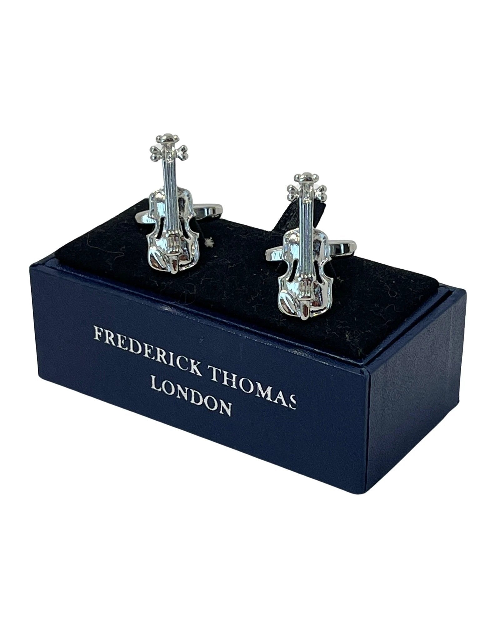 cello musical silver style cufflinks by Frederick Thomas Handmade Mens Ties