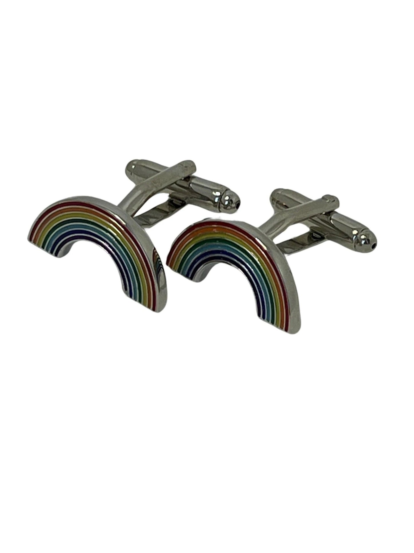 rainbow style silver cufflinks by Frederick Thomas Handmade Mens Ties