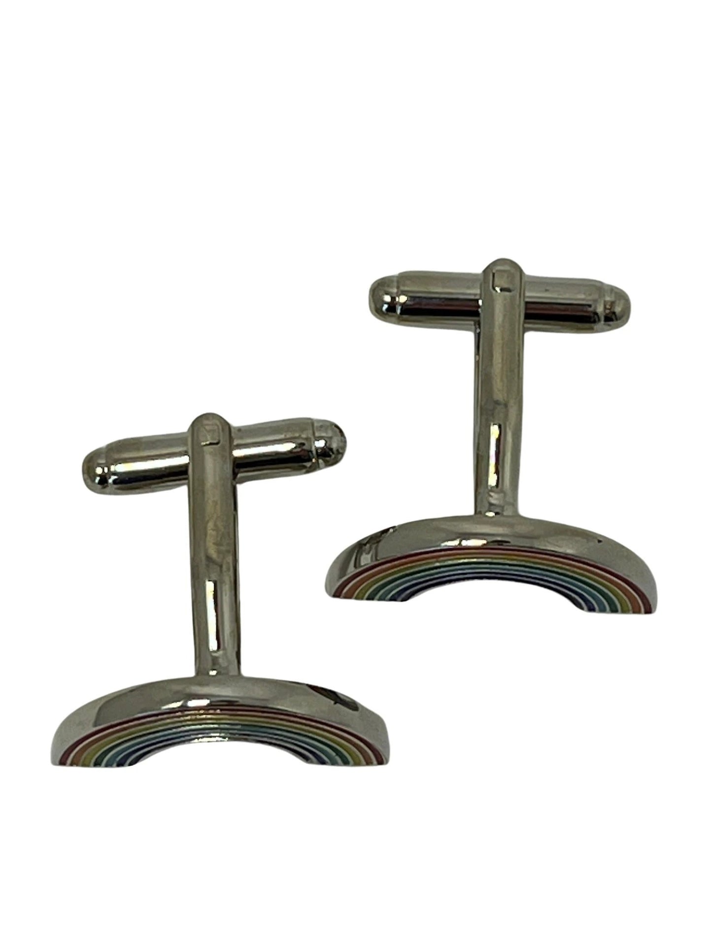 rainbow style silver cufflinks by Frederick Thomas Handmade Mens Ties