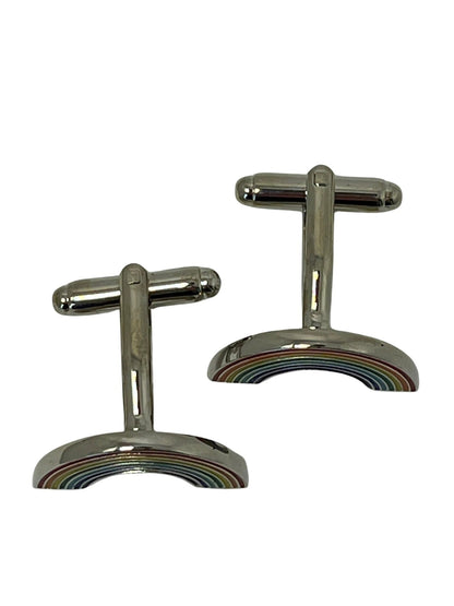 rainbow style silver cufflinks by Frederick Thomas Handmade Mens Ties