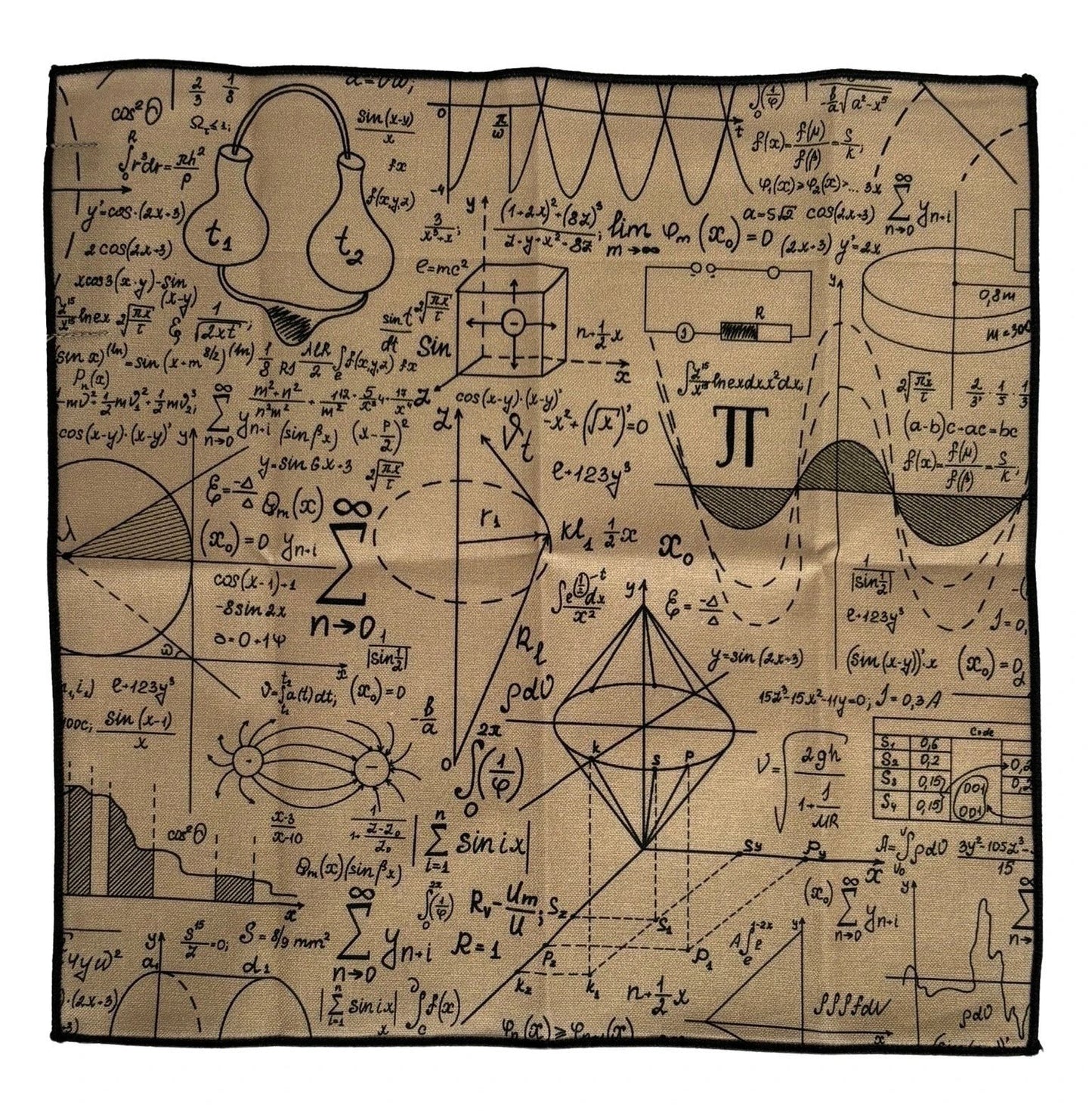 Frederick Thomas Maths Equation Beige Gold Pocket Square - Handmade 100% Cotton With Subtle Gold Maths Equation Motif by Frederick Thomas Handmade Mens Ties