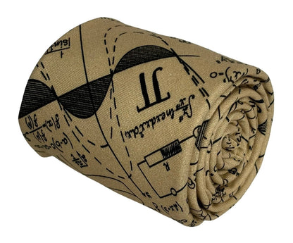 Maths Equation Beige Gold Tie And Pocket Square Set - Handmade By Frederick Thomas For Elegant Intellectual Style by Frederick Thomas Handmade Mens Ties