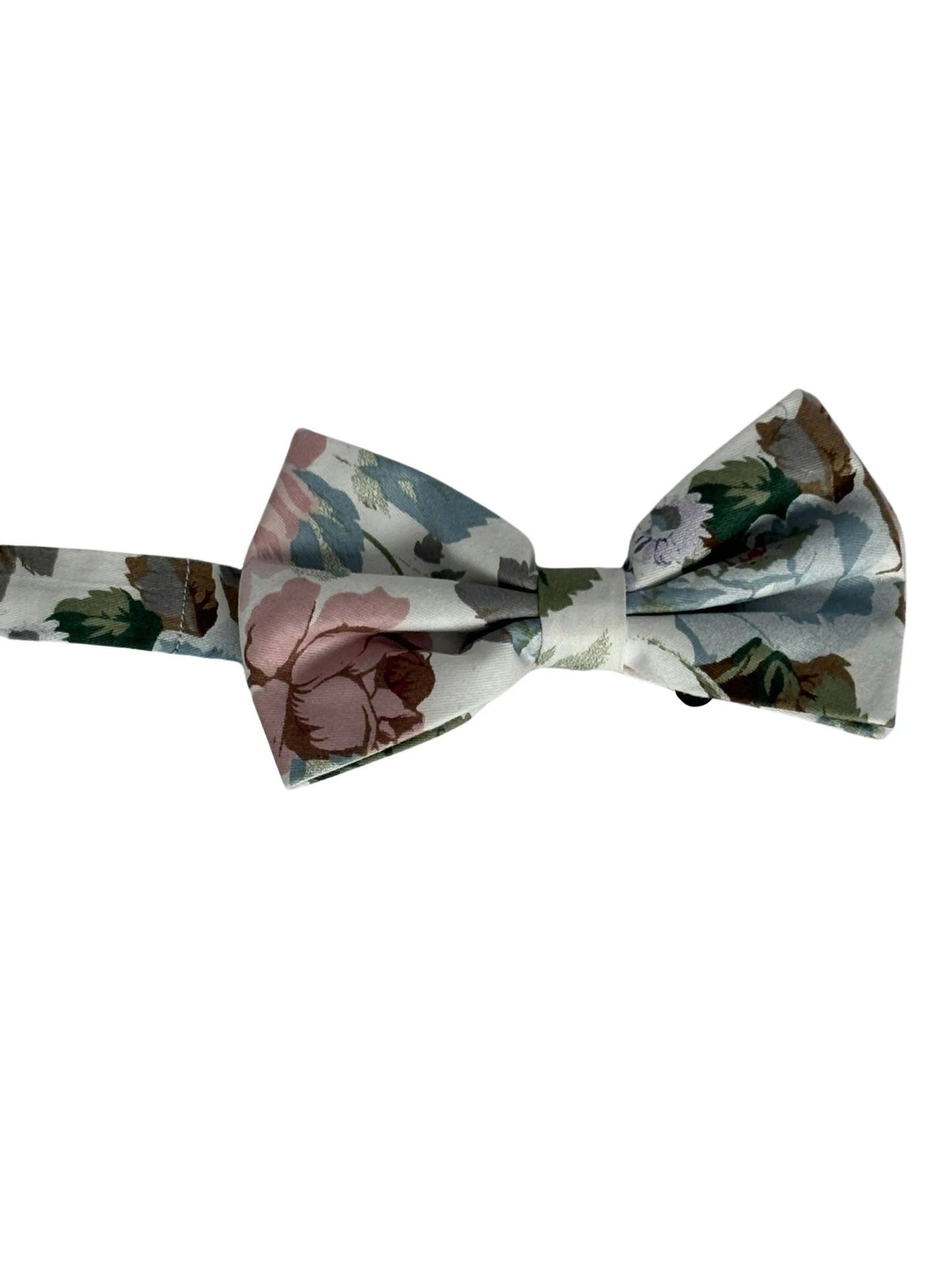 Watercolour Style English Pink Rose Garden Cotton Bow Tie - Pre-Tied Cotton Accessory With Subtle Rose Print by Frederick Thomas Handmade Mens Ties