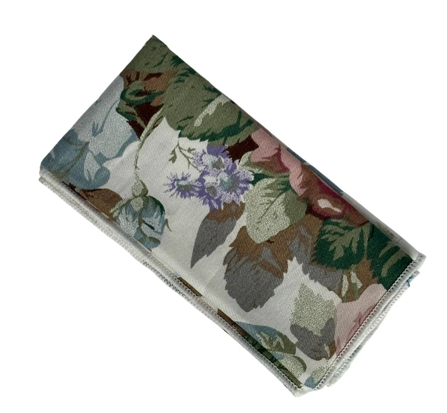 Watercolour Style English Pink Rose Garden Cotton Pocket Square - Handcrafted One Hundred Percent Cotton For Garden Look by Frederick Thomas Handmade Mens Ties