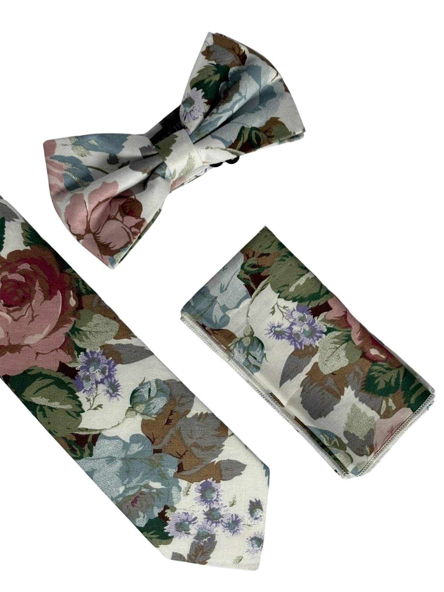 Watercolour Style English Pink Rose Garden Cotton Pocket Square - Handcrafted One Hundred Percent Cotton For Garden Look by Frederick Thomas Handmade Mens Ties