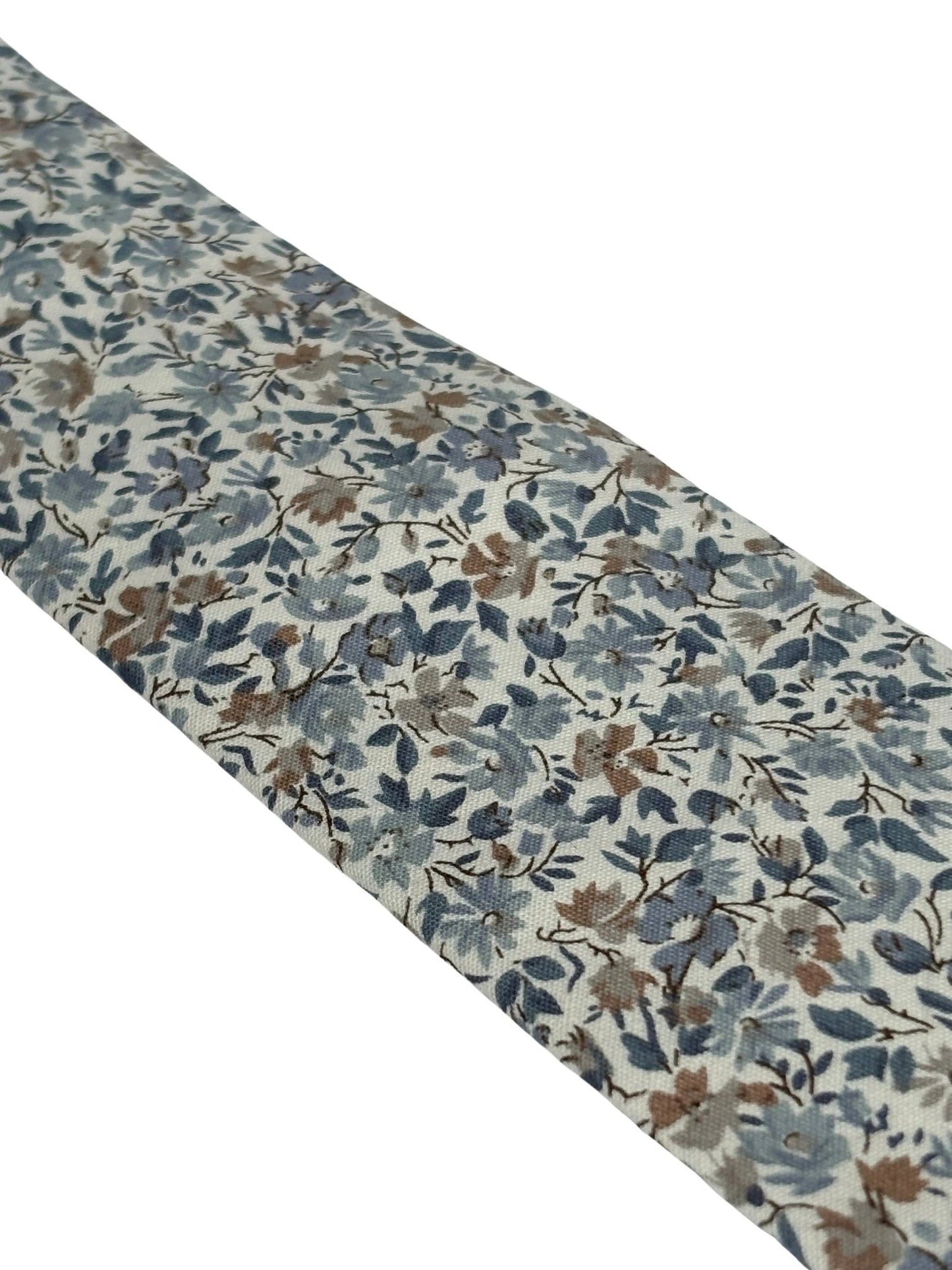 Dusky Blue English Wildflower Design Cotton Tie - Handmade Craftsmanship For Everyday Sophistication by Frederick Thomas Handmade Mens Ties