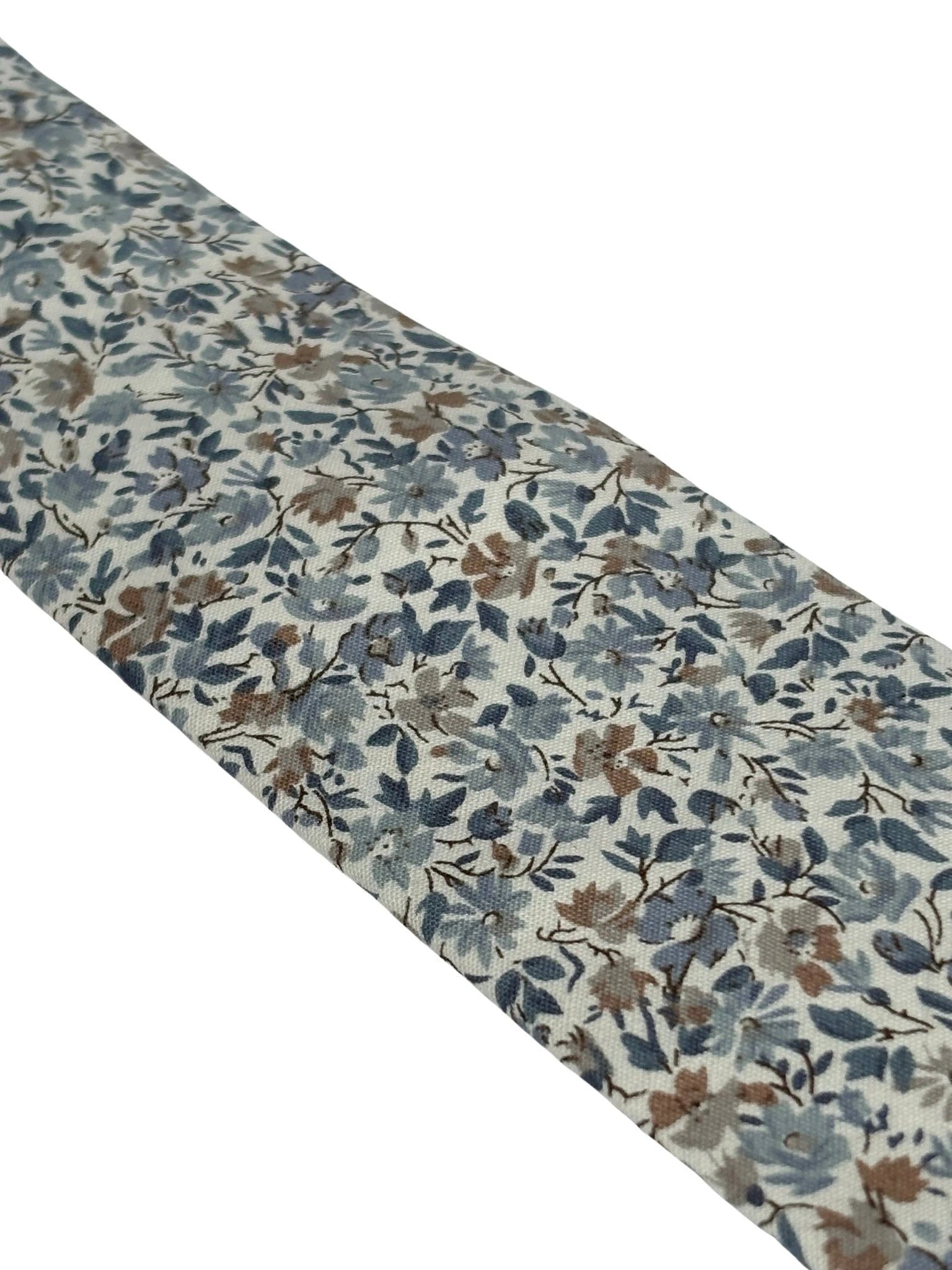 Dusky Blue English Wildflower Design Cotton Tie - Handmade Craftsmanship For Everyday Sophistication by Frederick Thomas Handmade Mens Ties