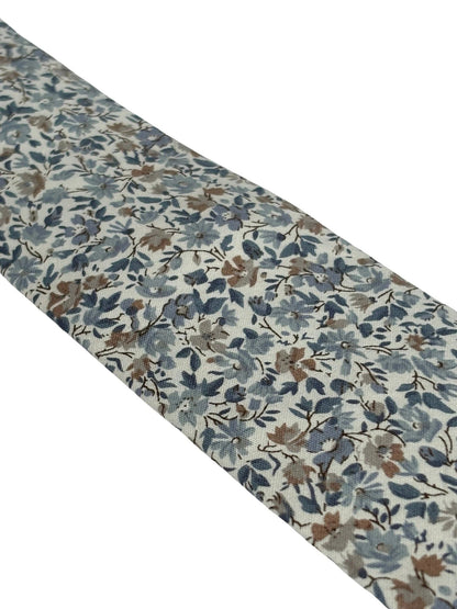 Dusky Blue English Wildflower Design Cotton Tie - Handmade Craftsmanship For Everyday Sophistication by Frederick Thomas Handmade Mens Ties