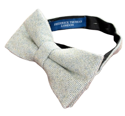 Mint Pistachio Wool Bow Tie with Blue Flecks by Frederick Thomas Handmade Mens Ties
