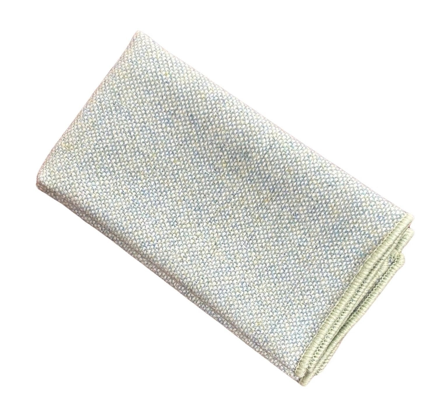 Frederick Thomas Mint Pistachio Wool Tie With Blue Flecks And Matching Pocket Square - Subtle Luxury For Professionals by Frederick Thomas Handmade Mens Ties